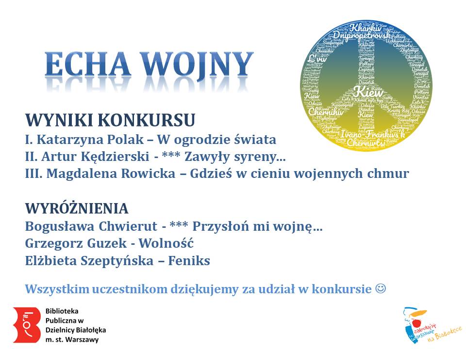 Read more about the article ECHA WOJNY – konkurs poetycki – wyniki