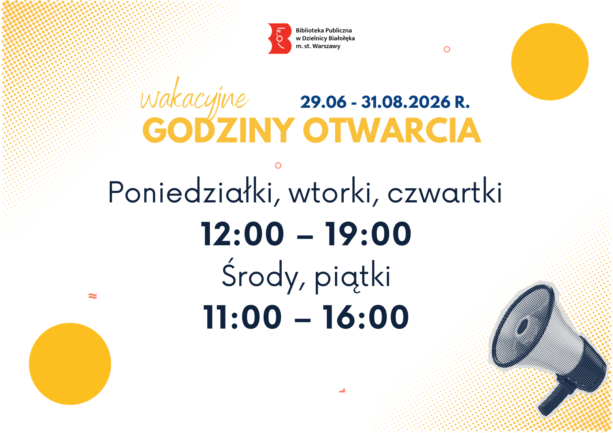 Read more about the article Wakacyjne godziny otwarcia