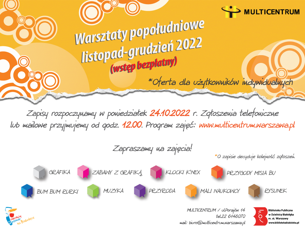 Read more about the article Zapisy na cykl zajęć listopad-grudzień w MULTICENTRUM