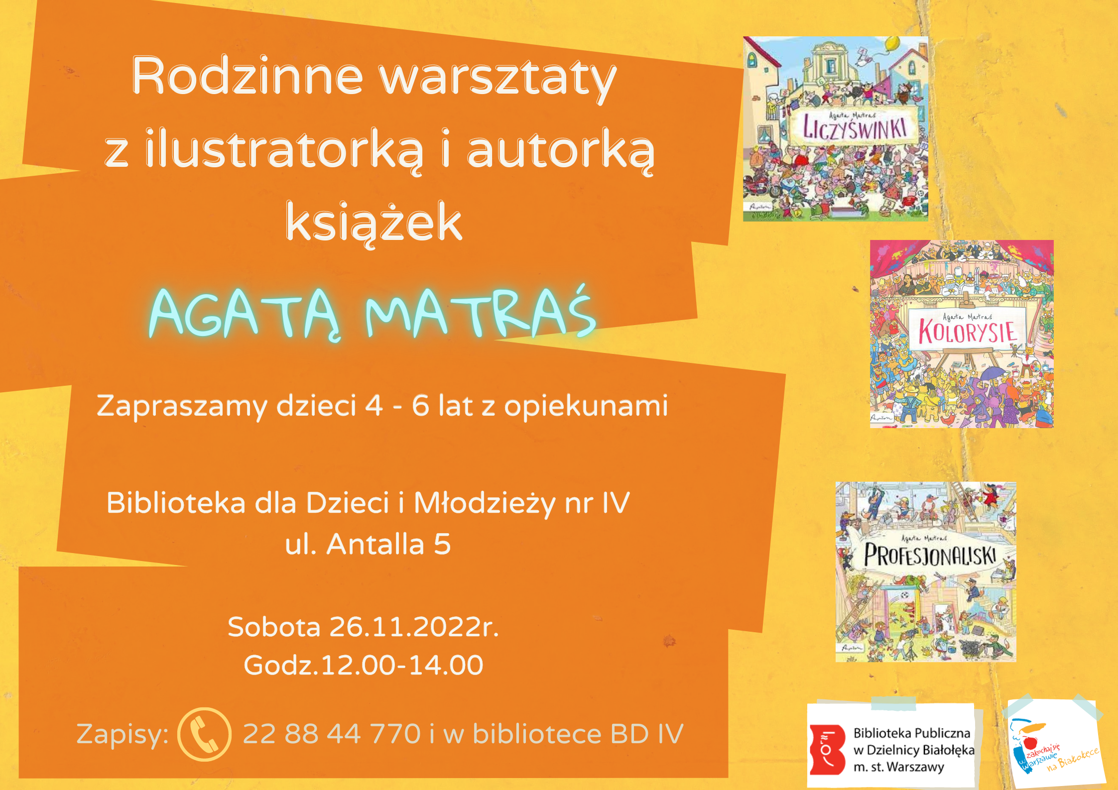 Read more about the article Rodzinne warsztaty z autorką książek Agatą Matraś w BD IV!