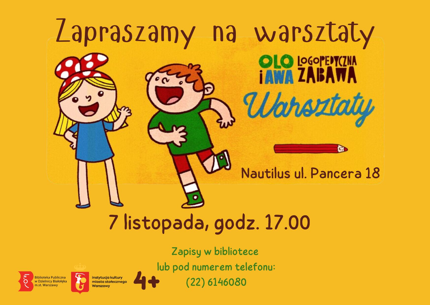 Read more about the article Zapraszamy na warsztaty z Bajanką— Olo i Awa logopedyczna zabawa