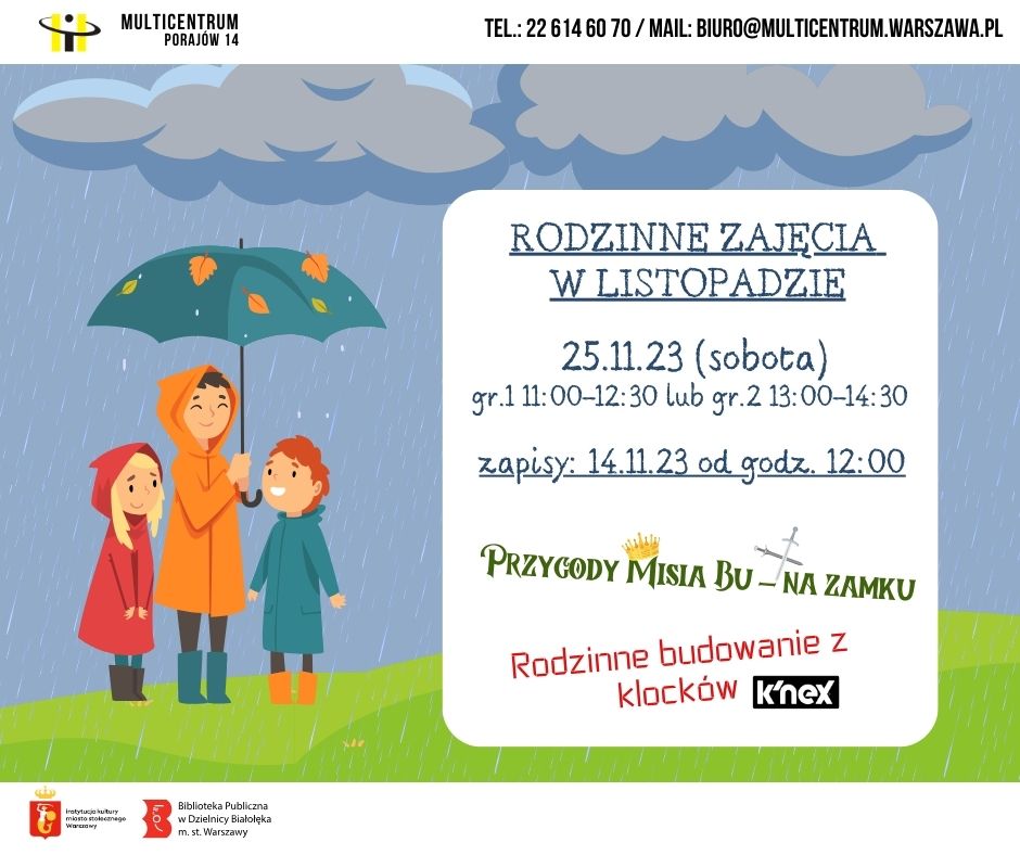 Read more about the article Zapisy na sobotnie warsztaty rodzinne w listopadzie