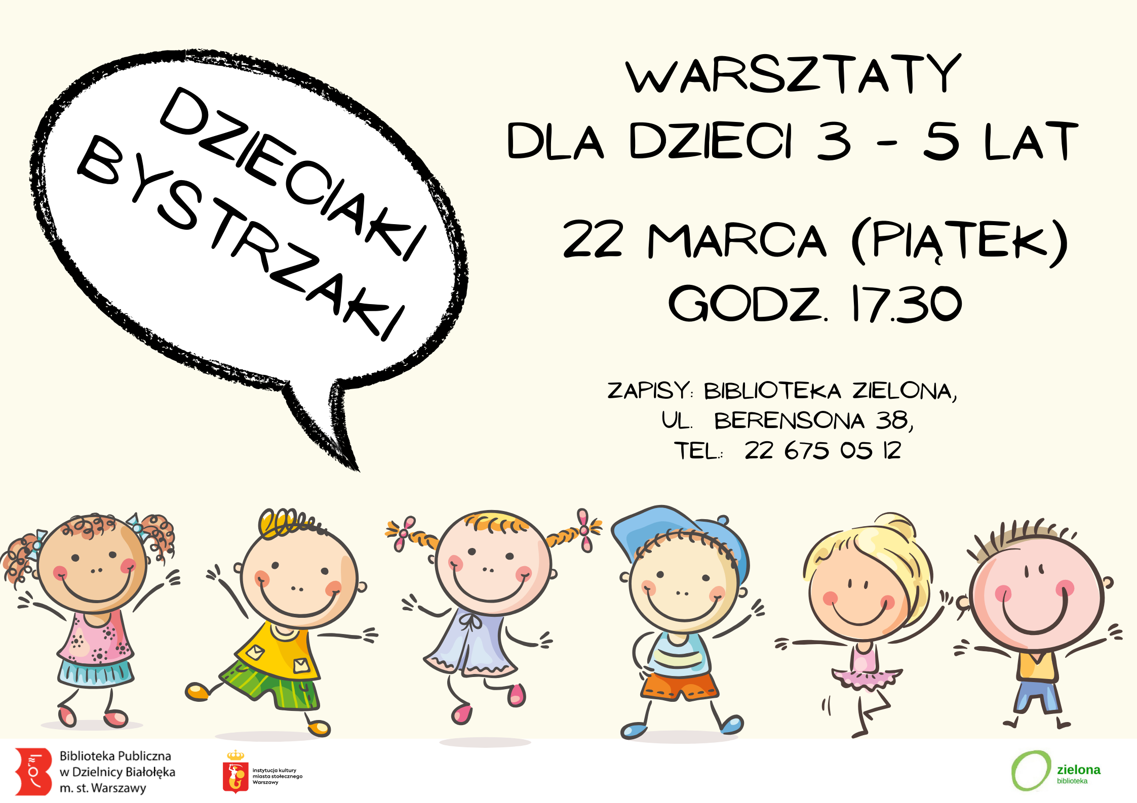 Read more about the article Dzieciaki Bystrzaki – warsztaty dla dzieci 3-5 lat w Zielonej Bibliotece