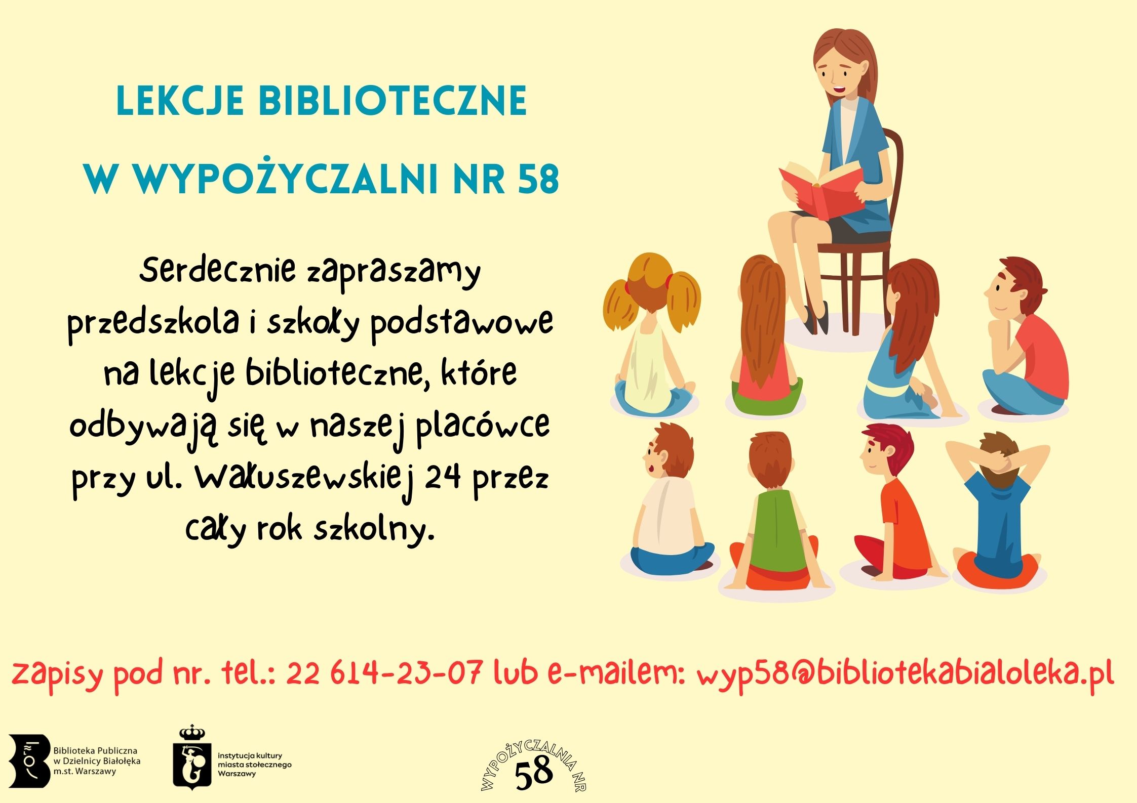 Read more about the article Wypożyczalnia Nr 58 zaprasza na lekcje biblioteczne
