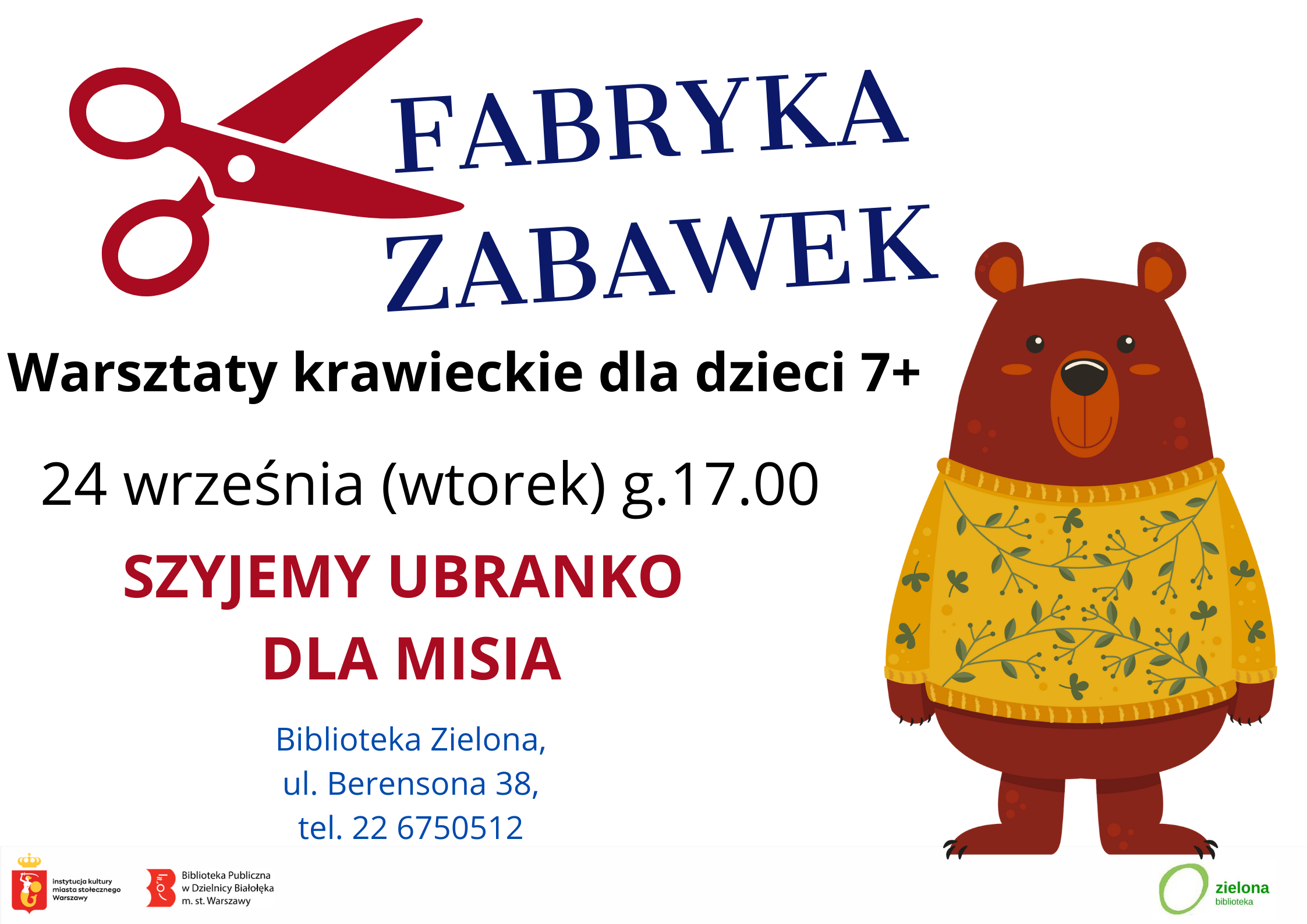 Read more about the article Powakacyjne otwarcie Fabryki zabawek w Bibliotece Zielonej.