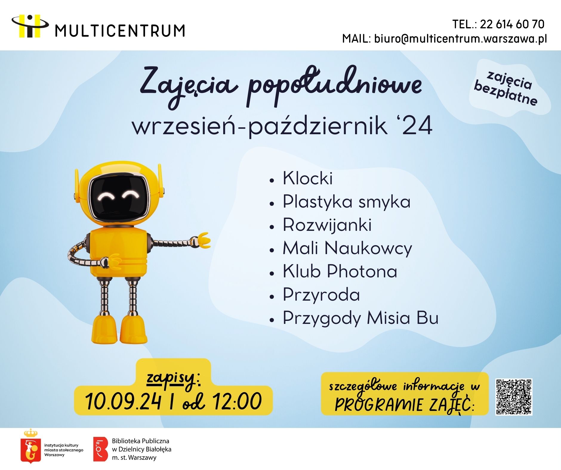 Read more about the article Zapisy na zajęcia popołudniowe: wrzesień-październik 2024