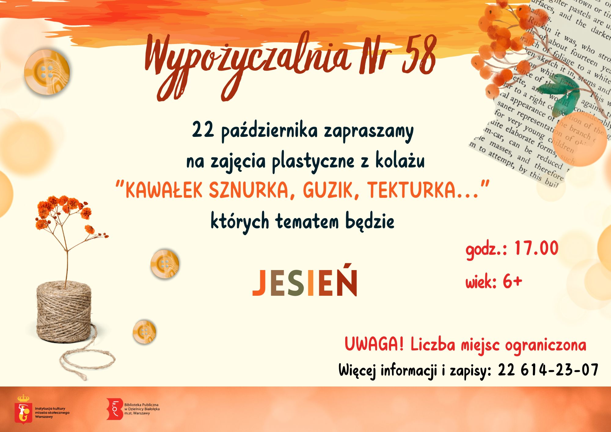 Read more about the article Wypożyczalnia Nr 58 zaprasza na zajęcia plastyczne