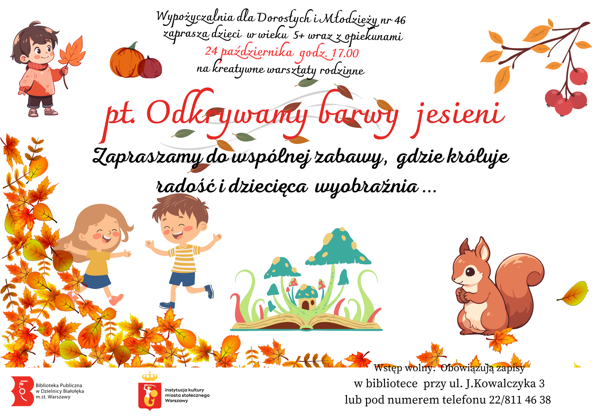 Read more about the article Odkrywamy barwy jesieni – warsztaty rodzinne w Wypożyczalni Nr 46