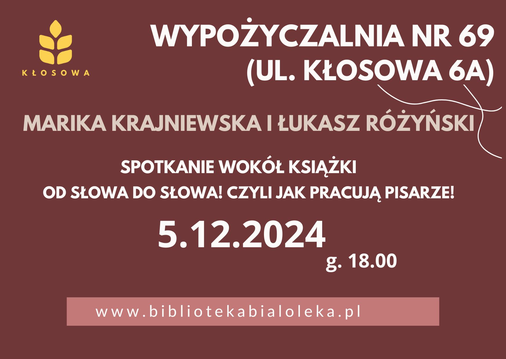Read more about the article Od słowa do słowa! Czyli jak pracują pisarze! – spotkanie autorskie w Wypożyczalni nr 69