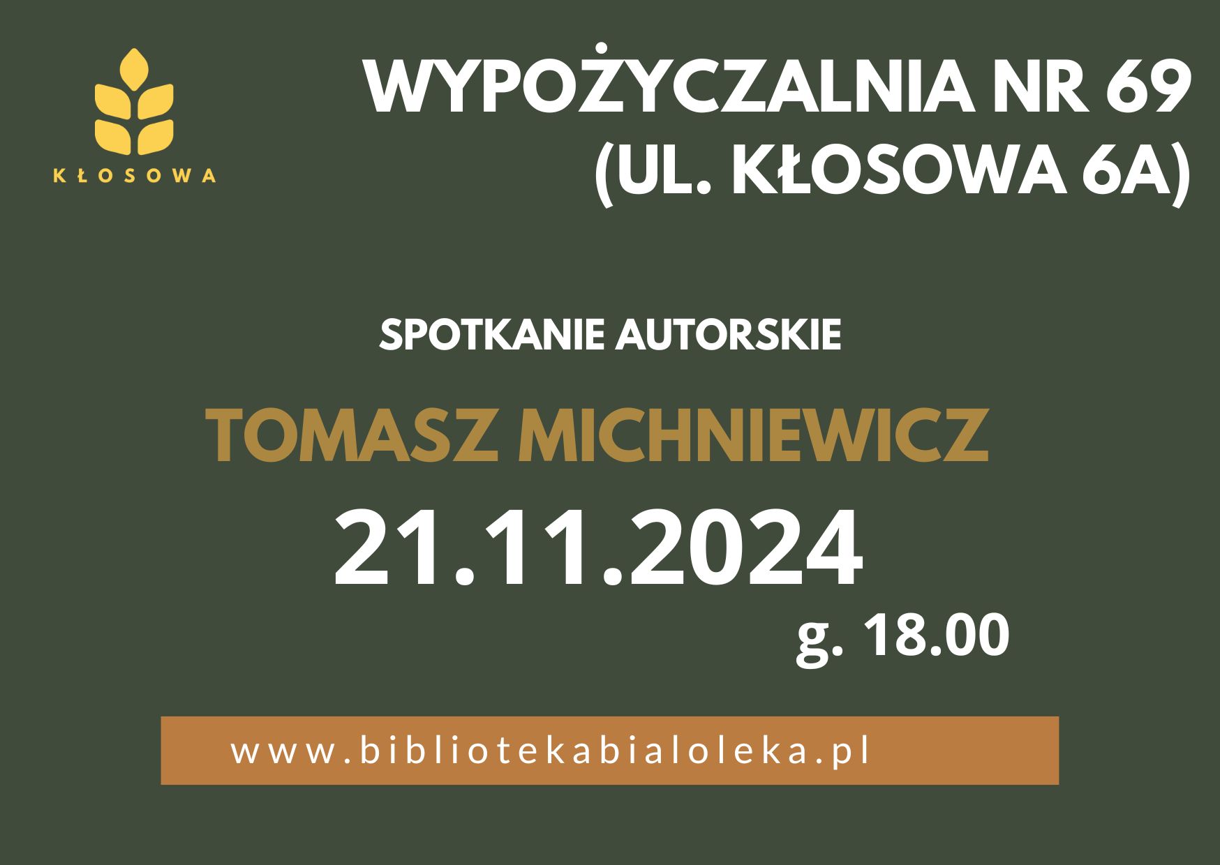 Read more about the article Spotkanie autorskie z Tomaszem Michniewiczem w Wypożyczalni nr 69