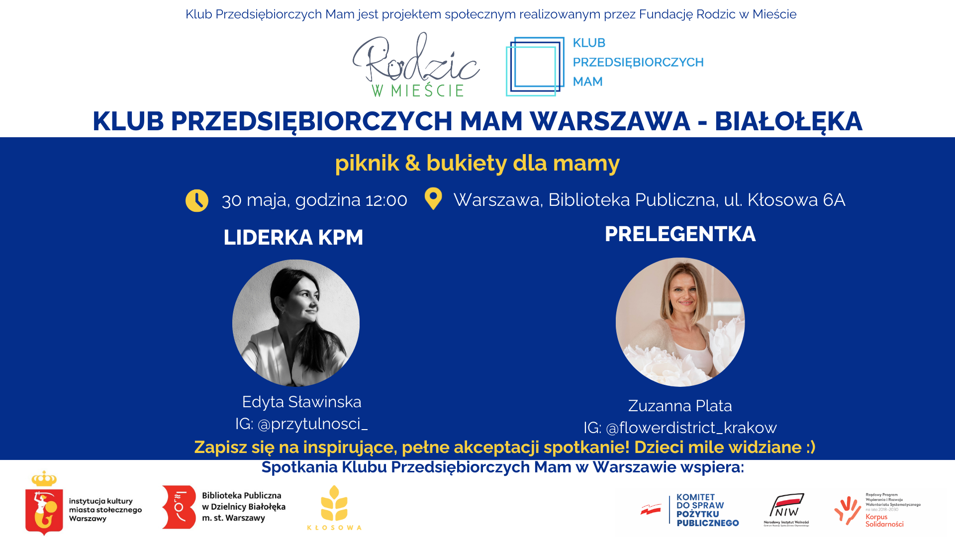Read more about the article Klub Przedsiębiorczych Mam w Bibliotece Kłosowa zaprasza na otwarte warsztaty — Piknik & bukiety dla Mamy