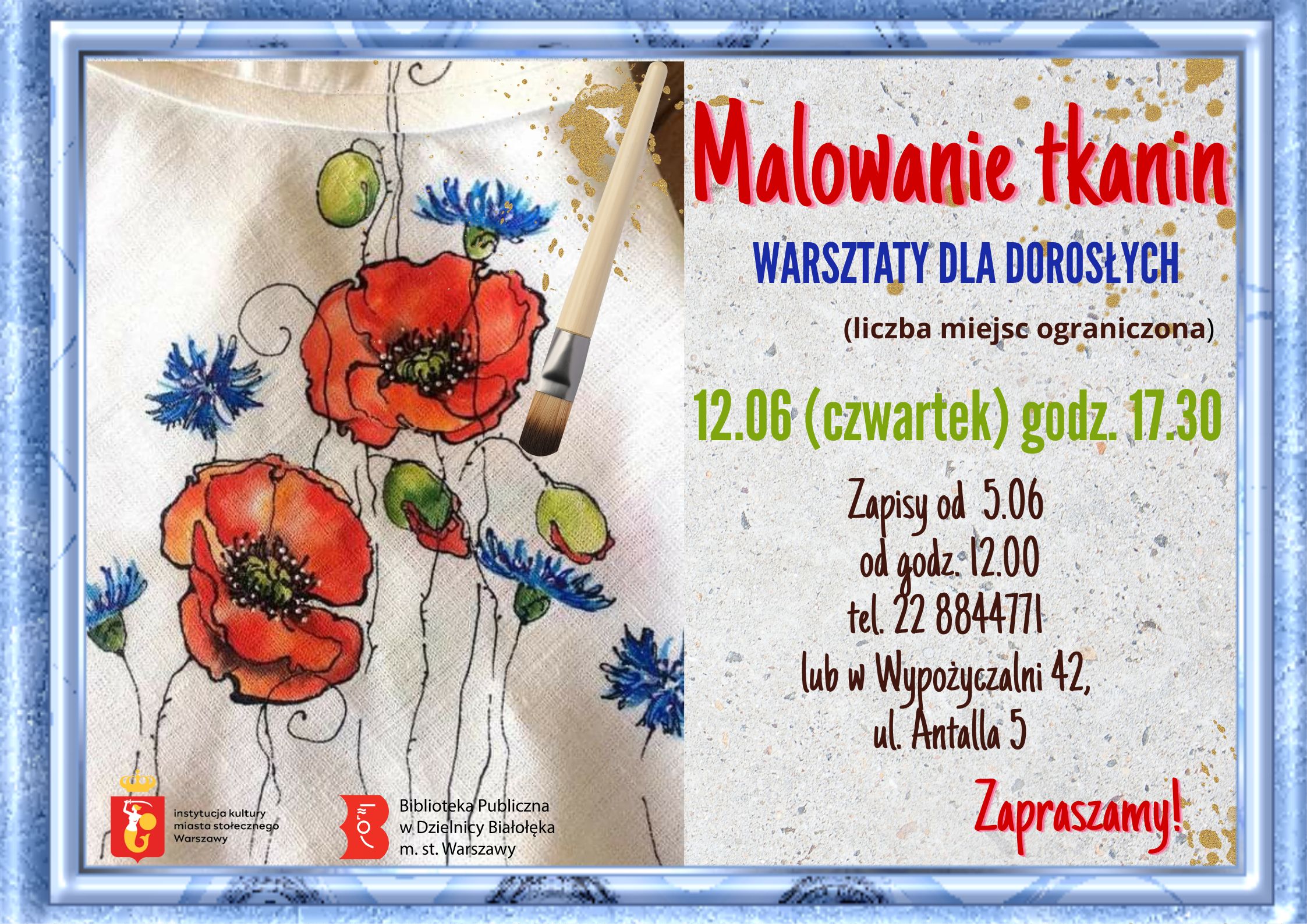 Read more about the article Warsztaty malowania tkanin w Wypożyczalni nr 42