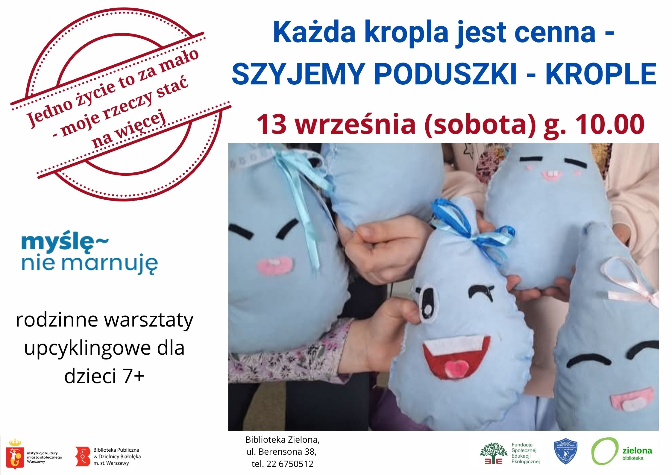 Read more about the article Warsztaty upcyklingowe – szyjemy poduszki – krople