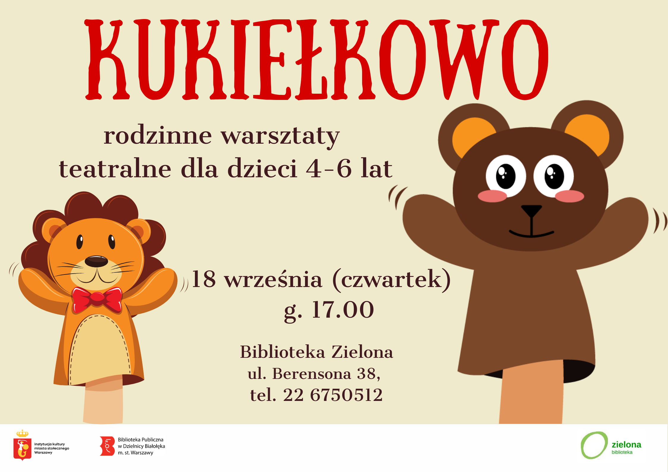Read more about the article Kukiełkowo – warsztaty teatralne w Bibliotece Zielonej.