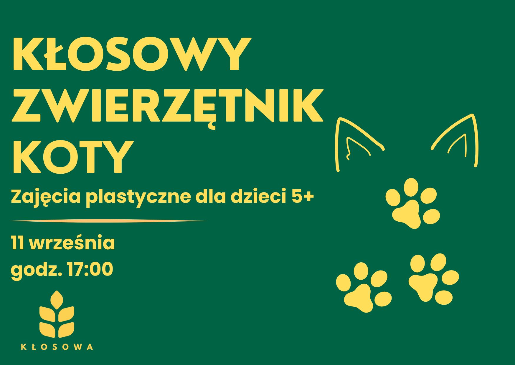 Read more about the article Kłosowy Zwierzętnik. Koty — zajęcia plastyczne dla dzieci w Wypożyczalni nr 69