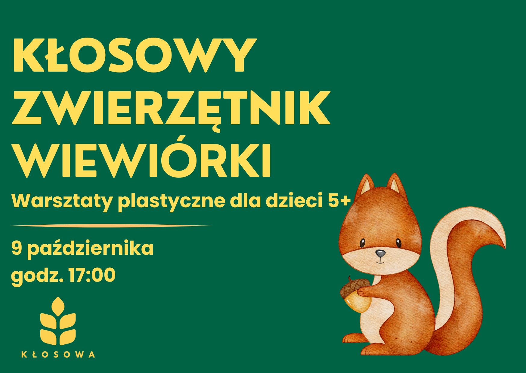 Read more about the article Kłosowy Zwierzętnik. Wiewiórki — warsztaty plastyczne dla dzieci w Wypożyczalni nr 69