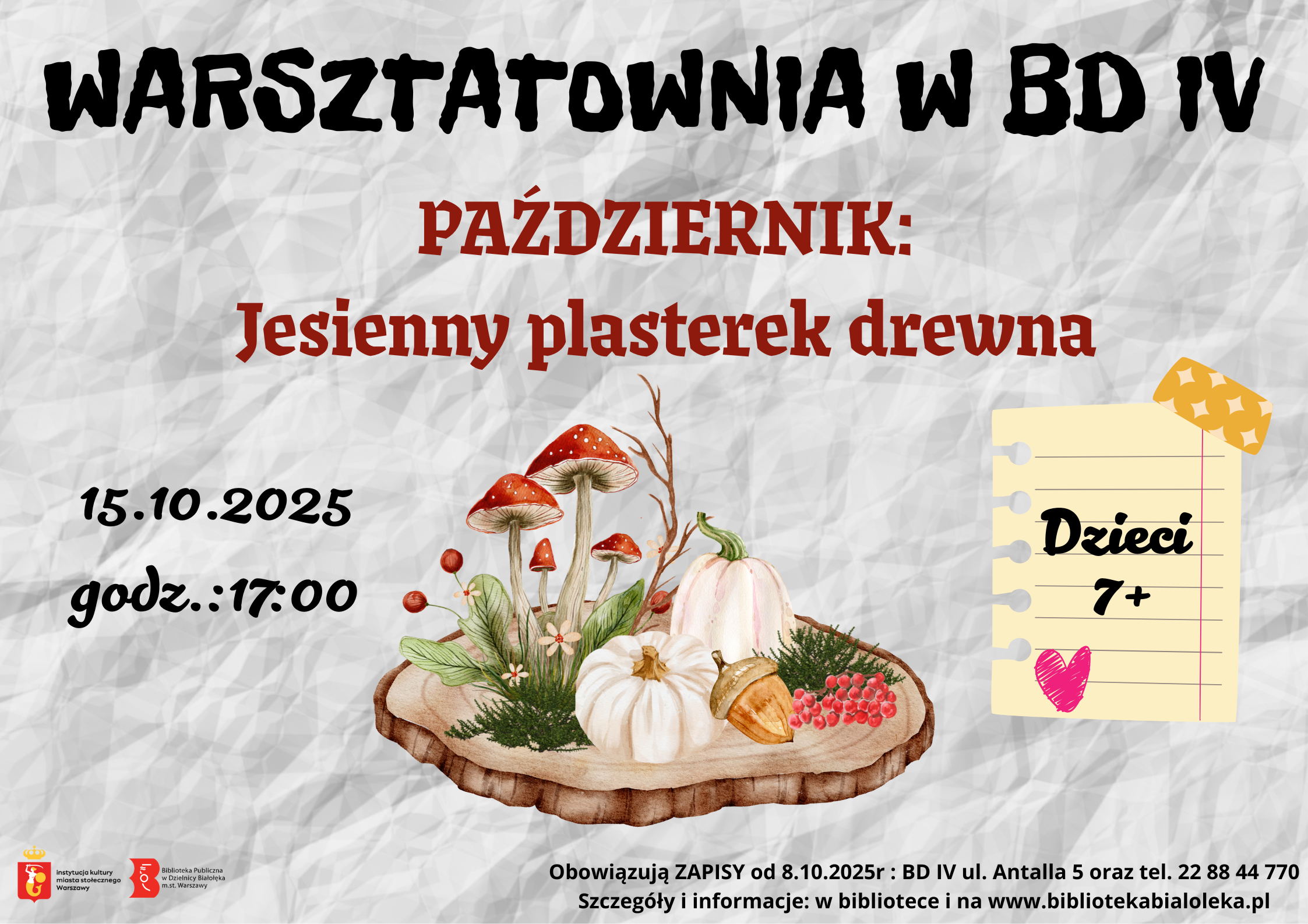 Read more about the article Warsztatownia: Jesienny plasterek drewna.