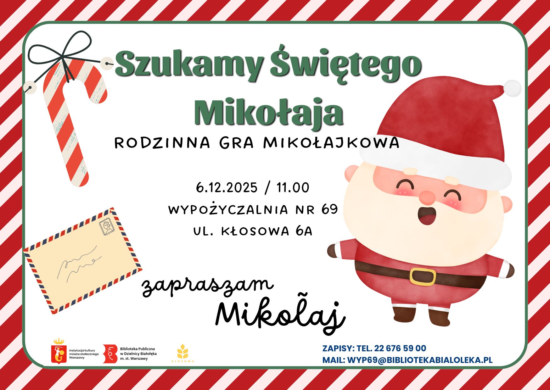 Read more about the article Szukamy Świętego Mikołaja — rodzinna gra mikołajkowa w Wypożyczalni nr 69!