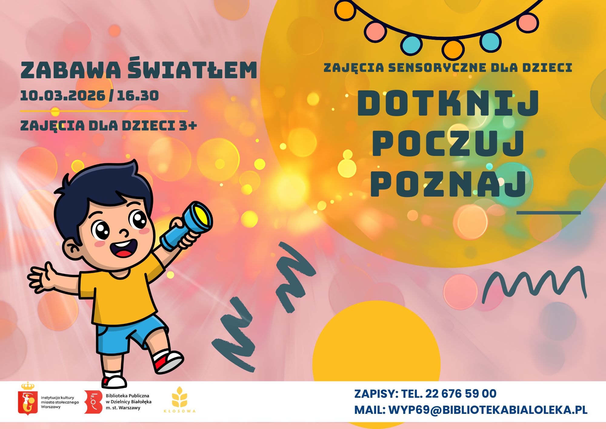 Read more about the article DOTKNIJ, POCZUJ, POZNAJ — zajęcia sensoryczne dla dzieci w Wypożyczalni nr 69