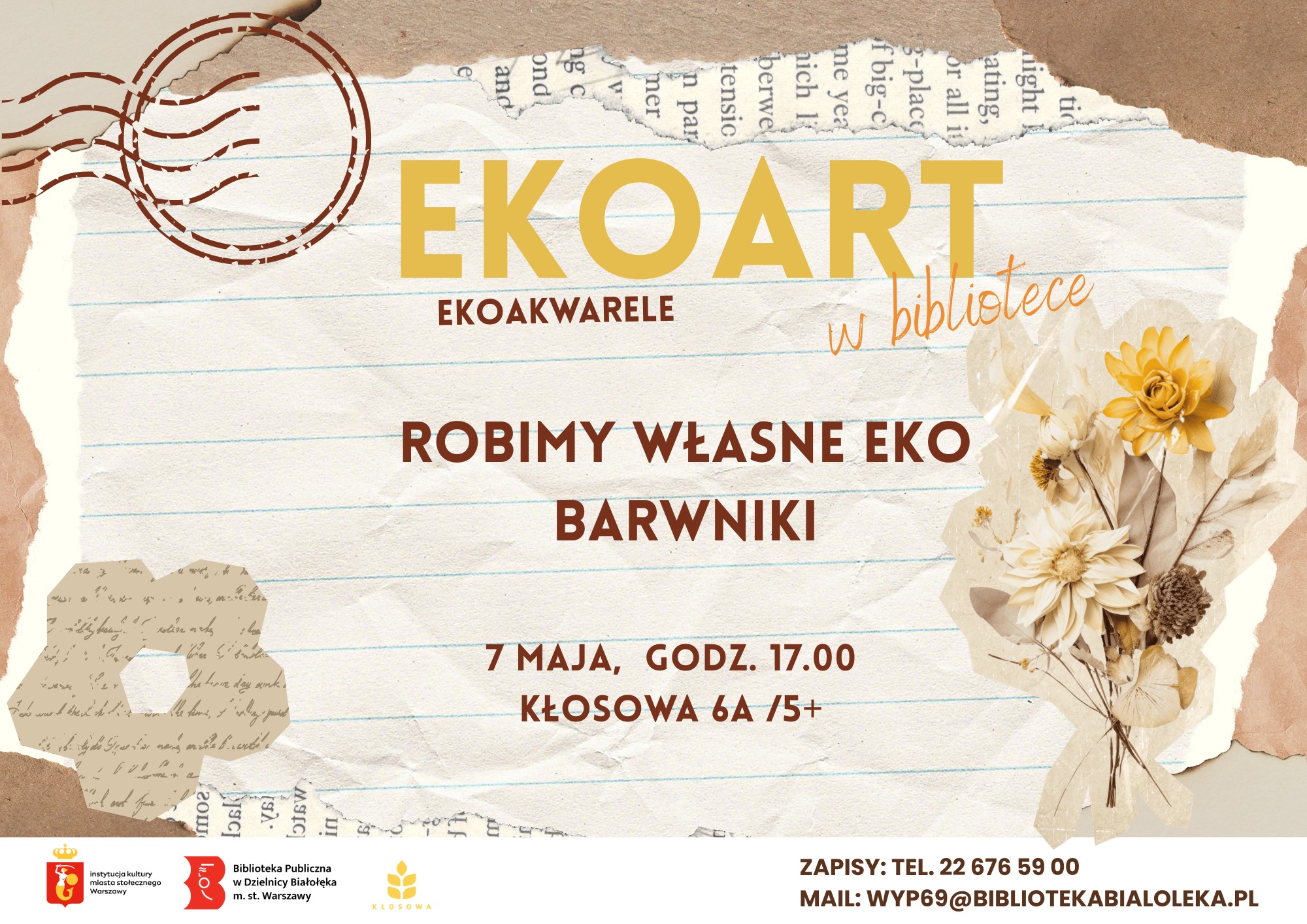 Read more about the article EKOART w bibliotece. EKOAKWARELE — warsztaty plastyczne w Wypożyczalni Kłosowa!