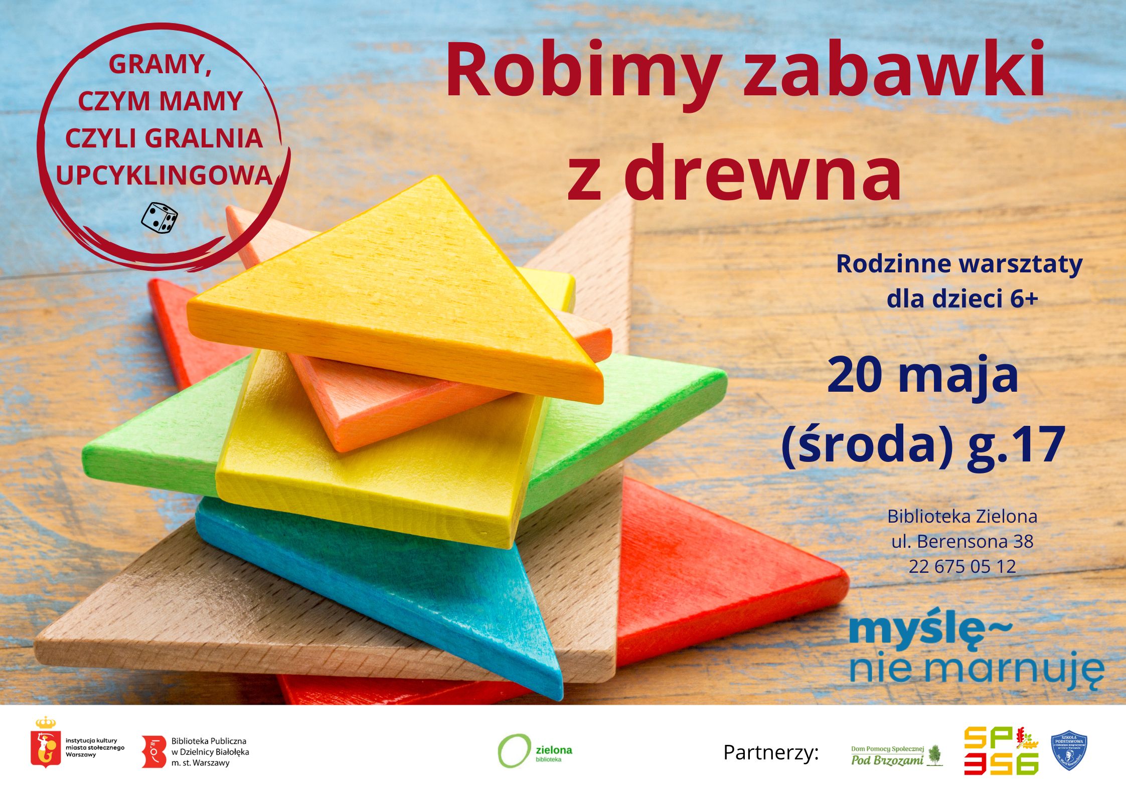 Read more about the article Robimy zabawki z drewna w Bibliotece Zielonej.